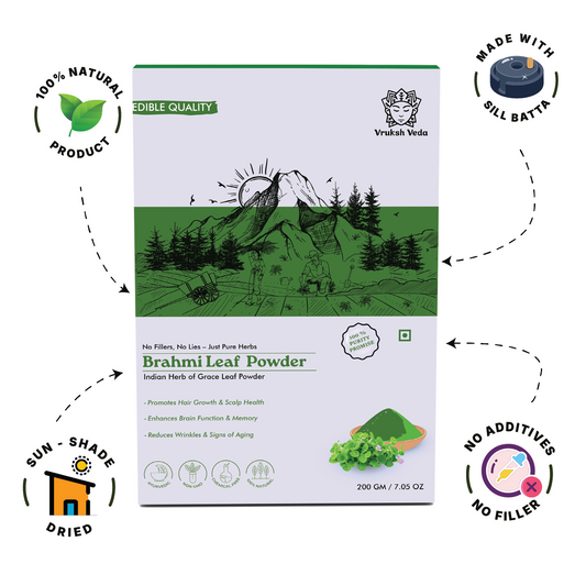 Vruksh Veda Pure Brahmi Powder – The Stone-Ground "Brain Tonic" for Mental Clarity, Sharp Focus, and Natural Stress Resilience