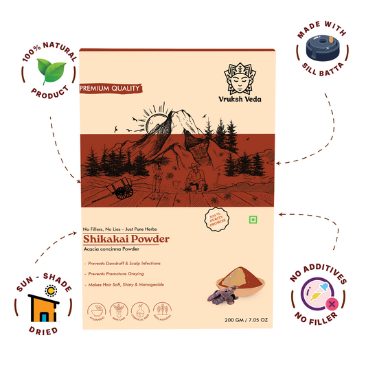 Pure Shikakai Powder – Natural pH-Balanced Cleanser for Silky Texture and Scalp Cooling