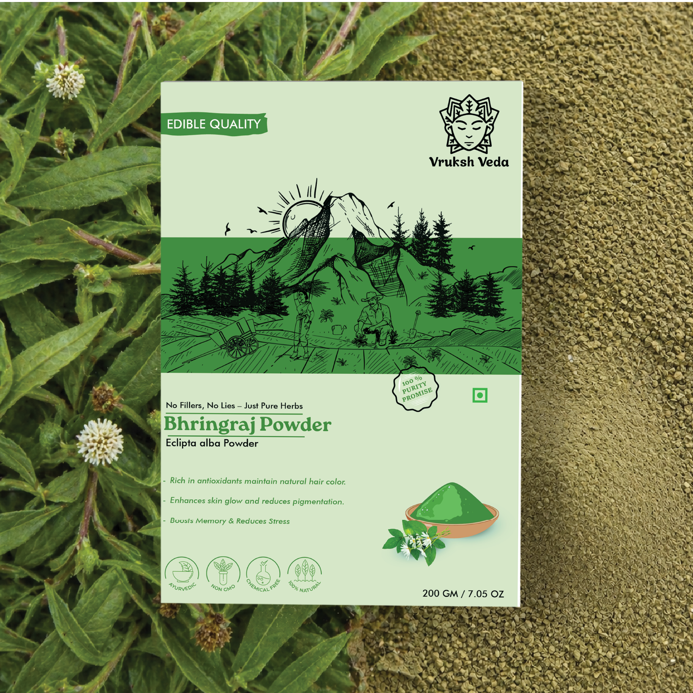 Pure Bhringraj Powder – The "King of Hair" for Root Strengthening and Natural Pigment Restoration