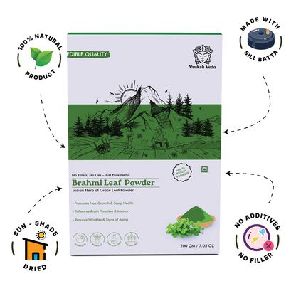 Vruksh Veda Pure Brahmi Powder – The Stone-Ground "Brain Tonic" for Mental Clarity, Sharp Focus, and Natural Stress Resilience