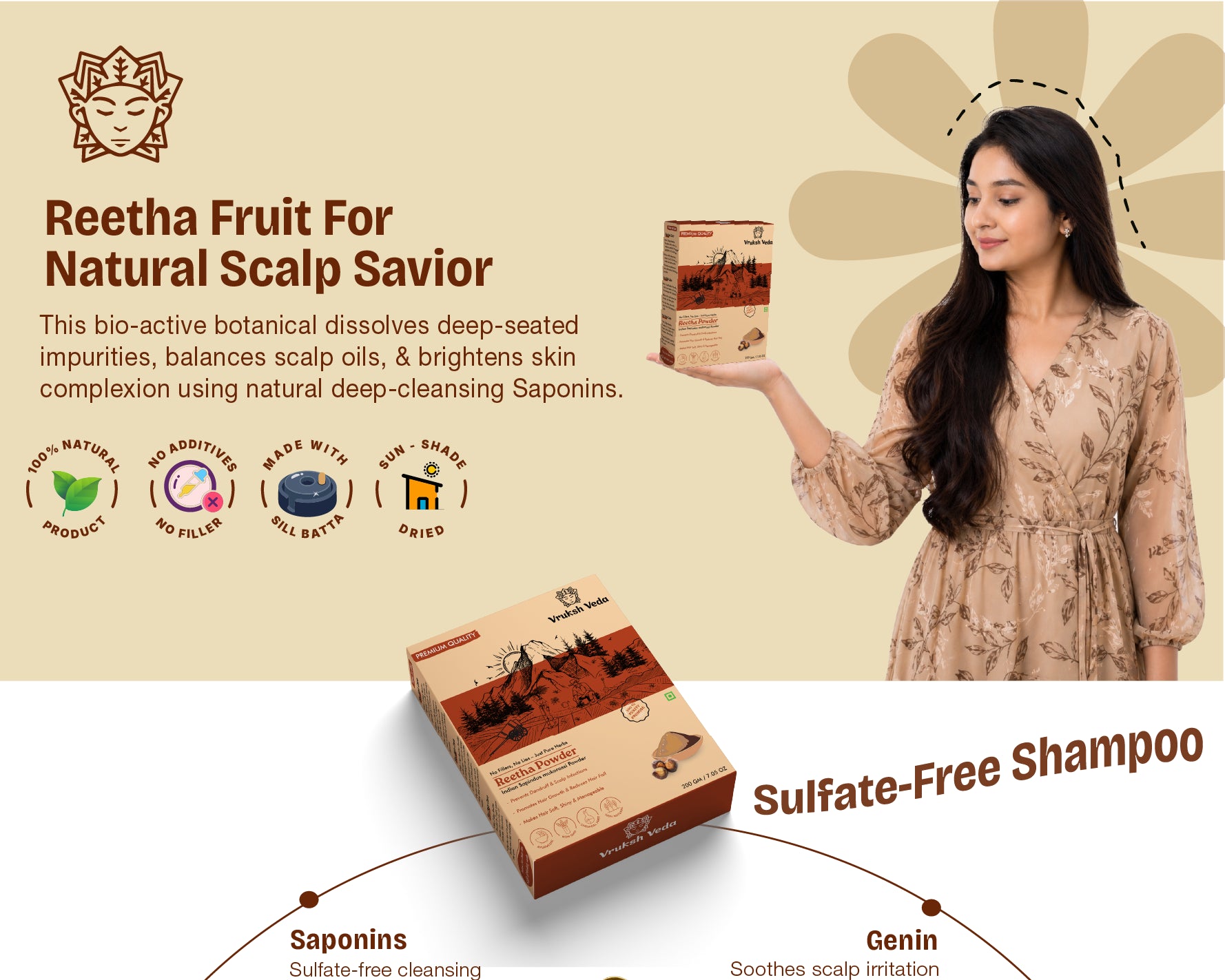 Pure Reetha Powder – Natural Hair Cleanser for Scalp Health and Chemical-Free Shine
