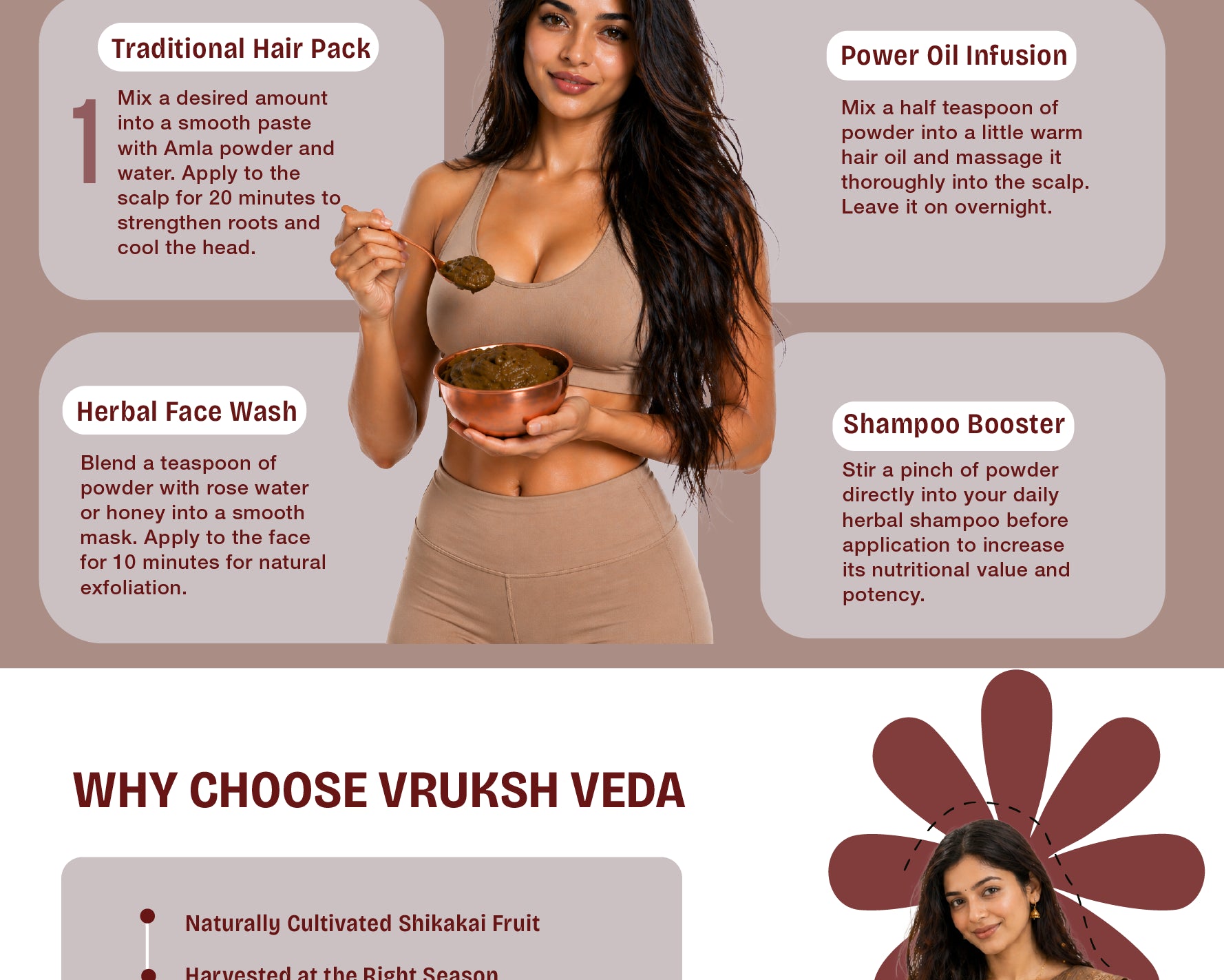 Pure Shikakai Powder – Natural pH-Balanced Cleanser for Silky Texture and Scalp Cooling