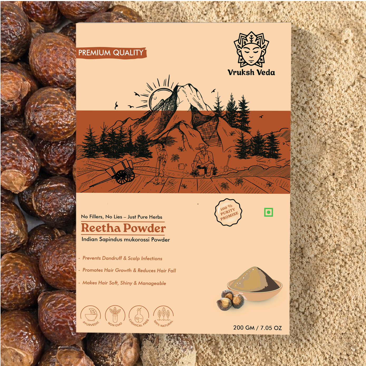 Pure Reetha Powder – Natural Hair Cleanser for Scalp Health and Chemical-Free Shine