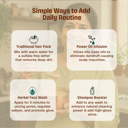 Pure Reetha Powder – Natural Hair Cleanser for Scalp Health and Chemical-Free Shine